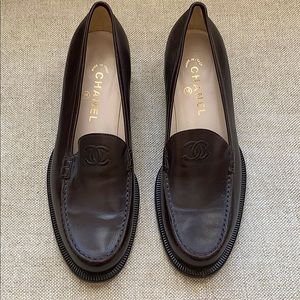Unworn Chanel Brown Leather Loafers